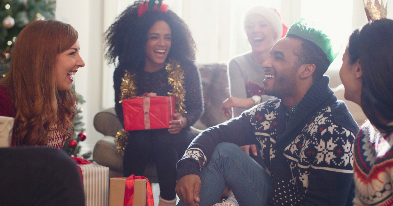A group of friends sharing presents