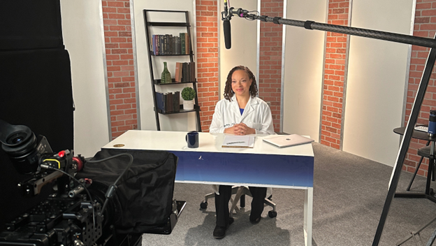 Dr. Raegan, CEO of Power to Decide films a video combating mis- and disinformation about birth control.