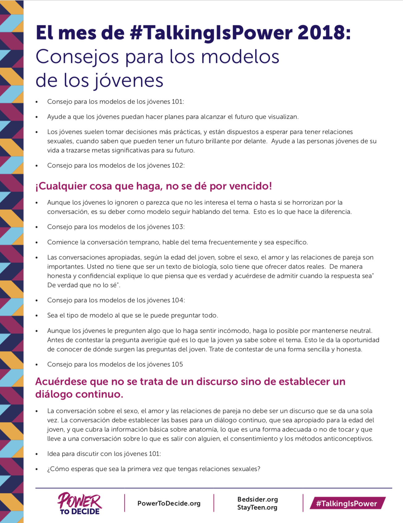 Consejos Para los Modelos de los Jóvenes 2018 (PDF)