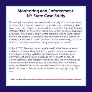 A short description of monitoring and enforcement of extended supply in New York state. 