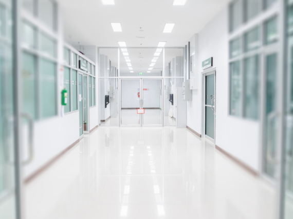 A photo of an empty, modern looking health care clinic. 